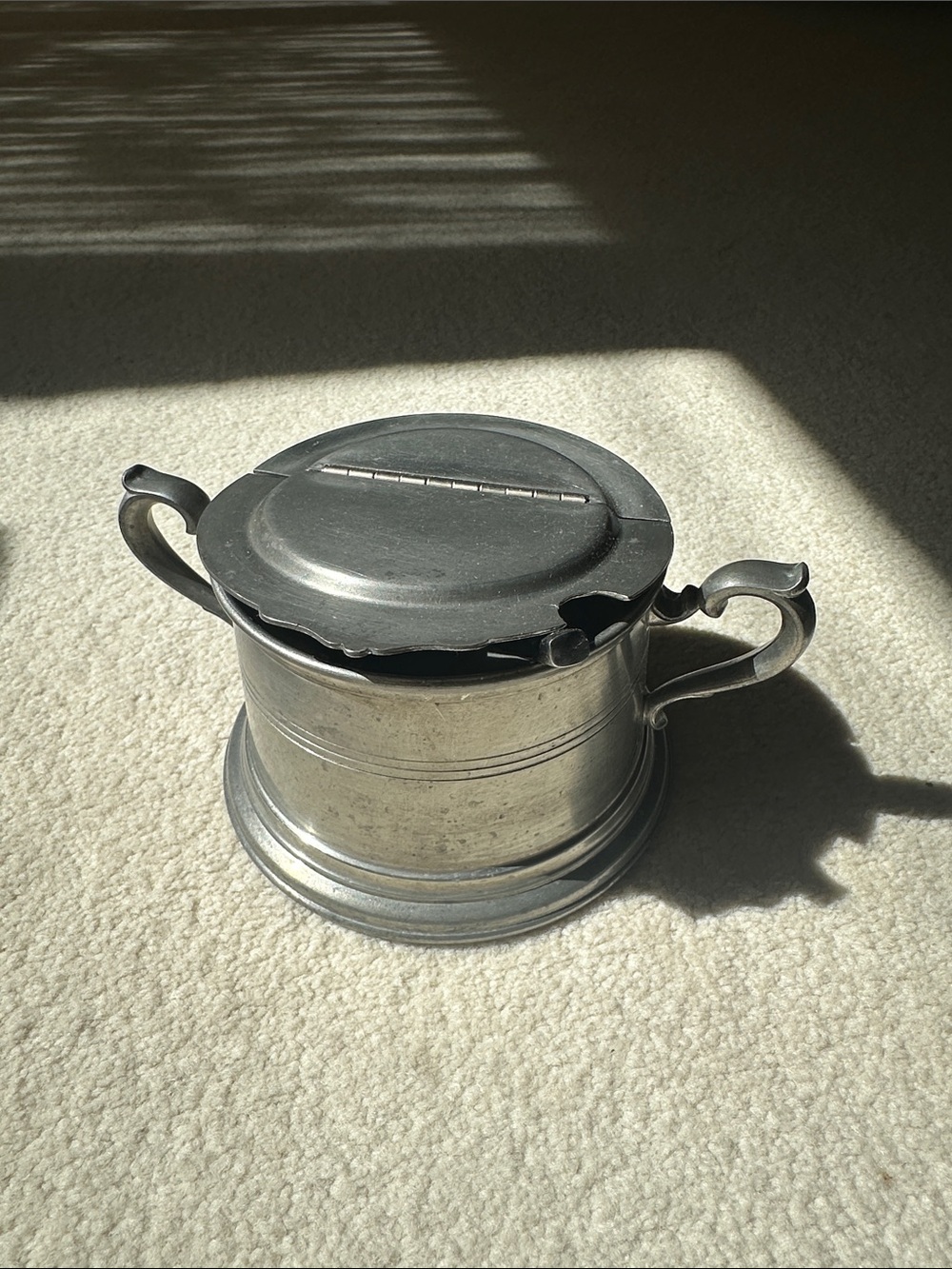 International Pewter Vintage Sugar Bowl with Lid and Dual Handles